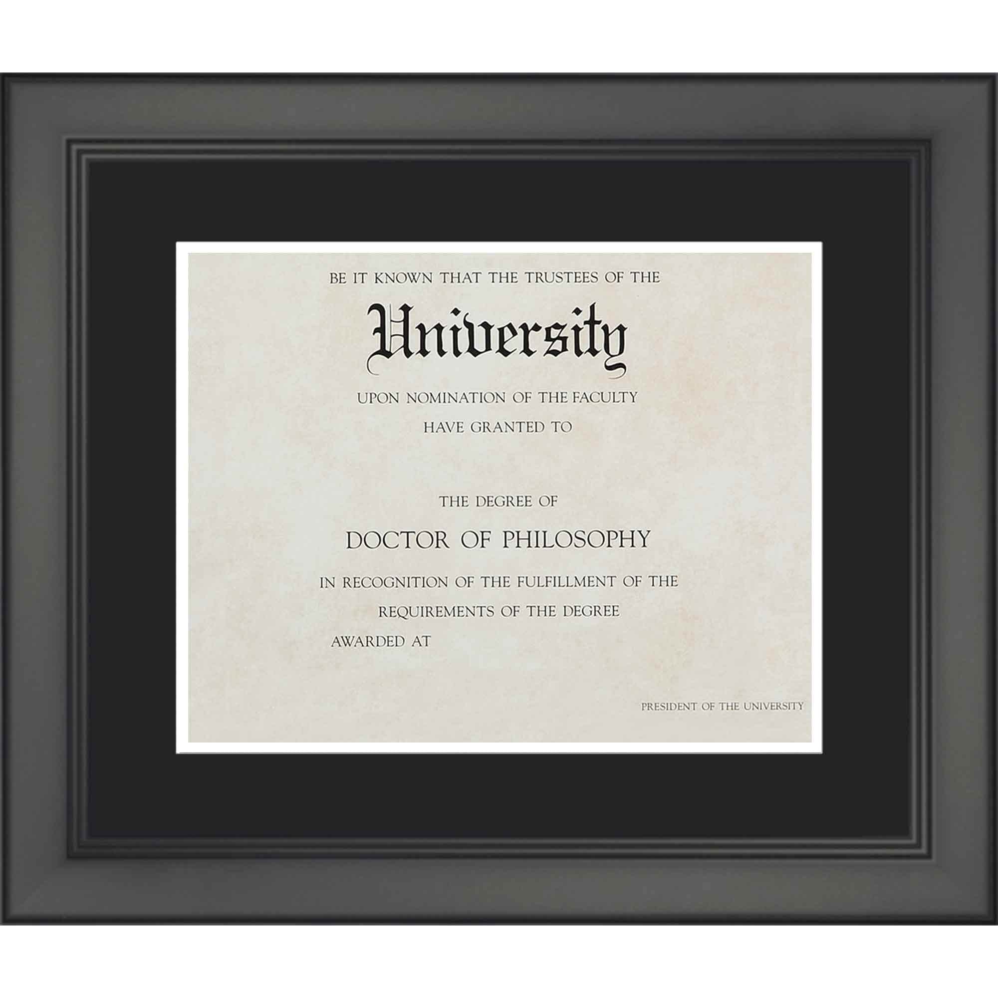 CustomPictureFrames.com 11.5x13.5 Black Diploma Frame with Black on White Double Mat for 7.5x9.5