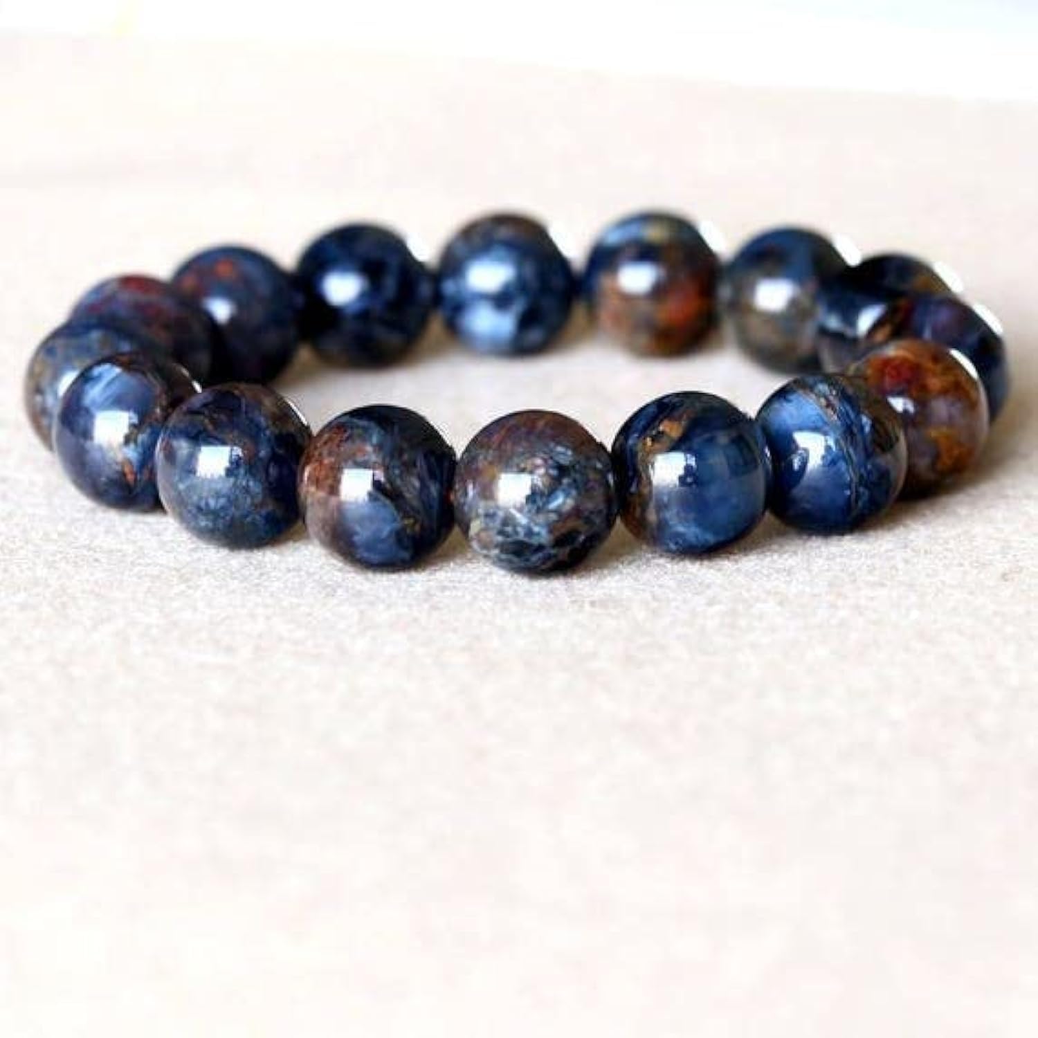 Pietersite bracelet homme en pierre naturelle or et bleu véritable 13mm