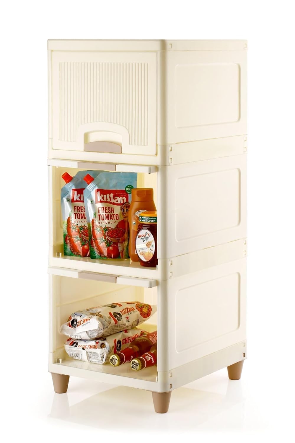 Heavy Duty Plastic Storage Cabinet with Drawer & Open Shelf – Multipurpose Organizer Unit for Kitchen, Bathroom, Living Room & Office, Compact Space Saving Storage Cabinet (3-Layer Drawer)-picture-29