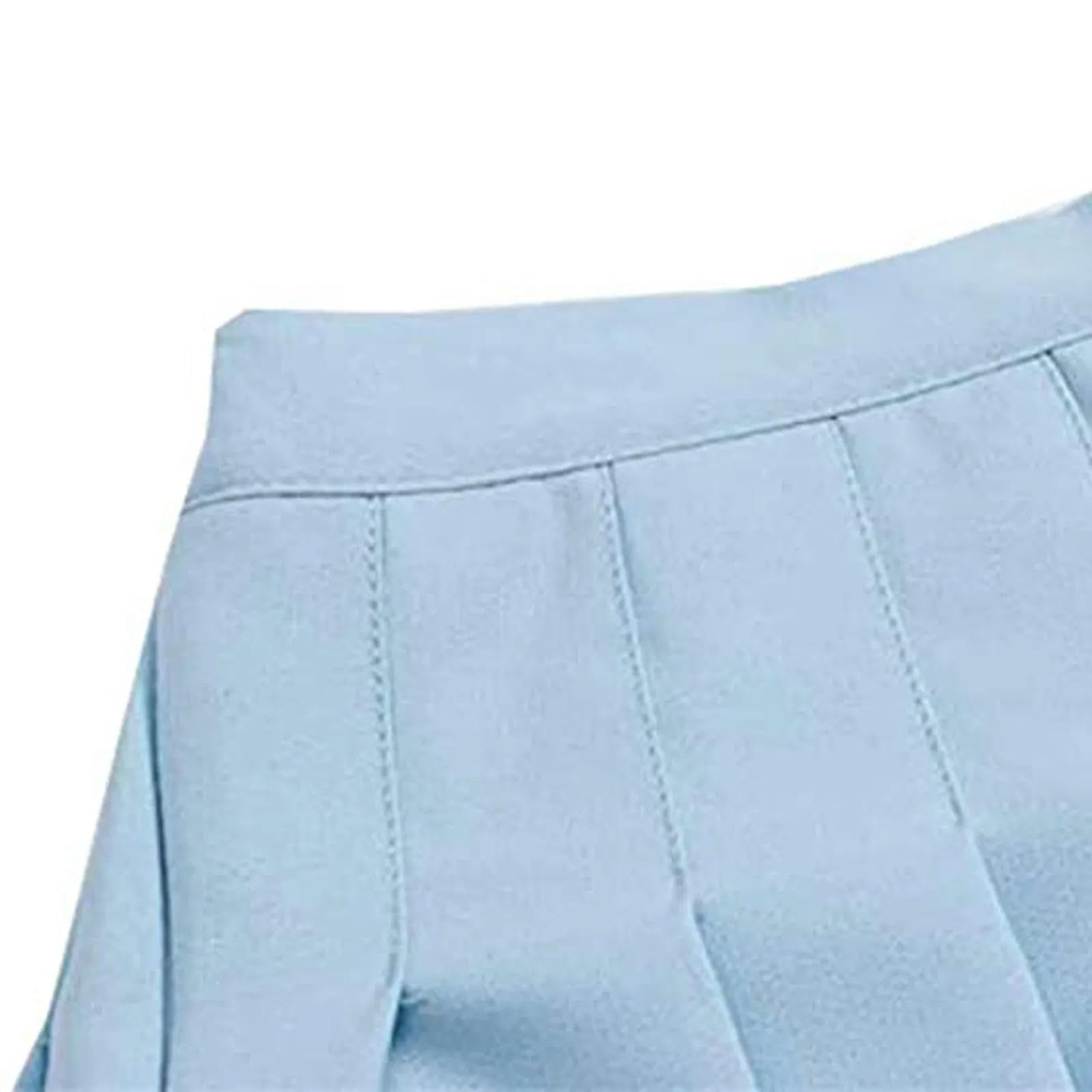 Falda Plisada de Cintura Alta para Mujer, Falda Informal de Verano con Cuadros en Forma de A, Faldas de Uniforme Escolar para niñas, Azul Cielo, M