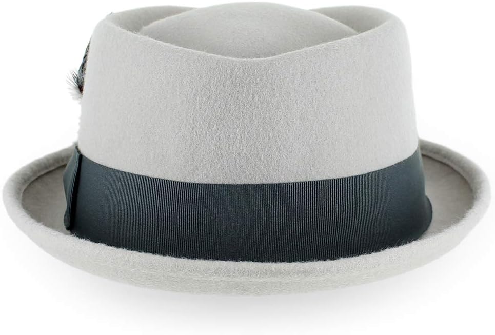 Belfry Crushable Porkpie Fedora Hat Men's Vintage Style 100% Pure Wool in Black Brown Grey Navy Pecan and Striped Band - Image 4