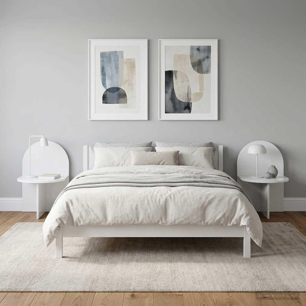Table de chevet bois d'ingénierie anti-poussière meuble de rangement moderne blanc brillant