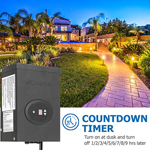 Sunvie 300W Low Voltage Transformer For Landscape Lighting With Timer And Photocell Sensor Waterproof Power Supply For Landscape Lights Path Lights Outdoor Spotlight 120V Ac To 12V /14V Ac(Etl Listed) #TOP2