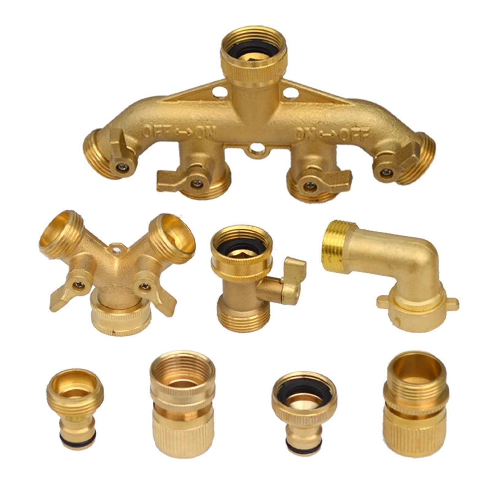 Divisor de Grifo de Agua de latón, Cierre Hexagonal de 1-2-4 vías, 3/4 Pulgadas(4 Way USA)