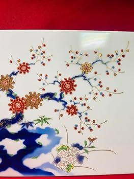 Amazon.co.jp: 六右衛門梅菊竹図 陶板画 有田焼 深川製磁 陶板