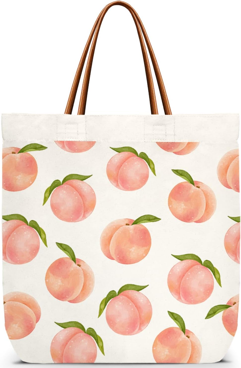 Peach Tote Bag, Cute Canvas Tote Bags Reusable Shoulder Bag for Travel Work Shopping Gym, Birthday Aesthetic Handbag Gifts For Women Teacher Besties Friends -15