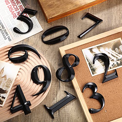 House Numbers 3D Door Mailbox Numbers 0-9 Self Adhesive House Door Numbers House Street Address Numbers Stickers For House, Apartment, Office, Hotel Room, Mailbox Signs (Black, 4 X 2.5 Inches) #TOP6