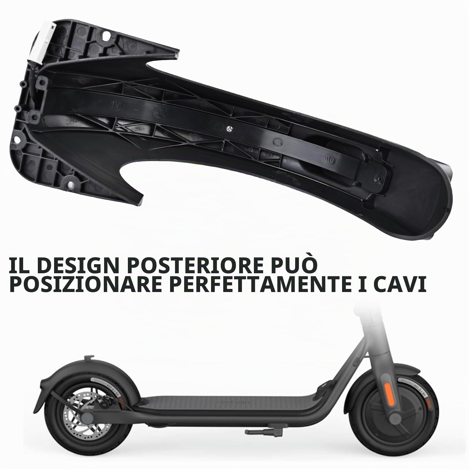 Parafango posteriore e posteriore a LED per Segway Ninebot Max G30 G30D Fender Taillight, Parafango posteriore con gancio, fanale posteriore (nero)