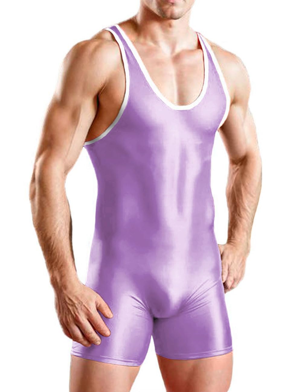 YCHSXAIZ Mens Wrestling Singlets High Performance Powerlifting Singlet Sleeveless Athletic Supporters Bodysuit Wrestling Uniform Purple M