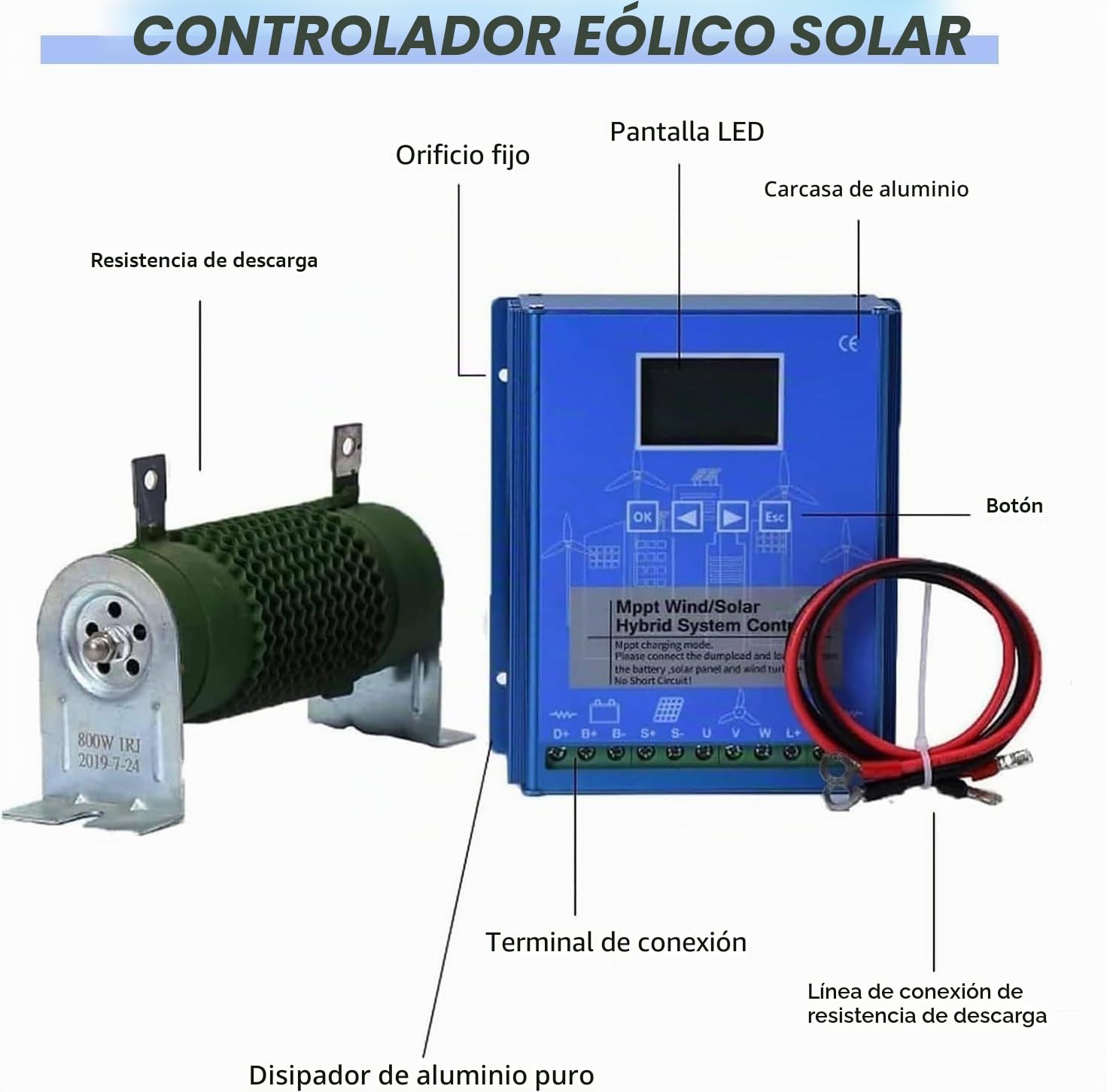 Controlador de carga híbrido eólico y solar 6000W-12000W, regulador complementario eólico y solar, carga de refuerzo Mppt, panel solar de turbina eólica(12000W,48V)