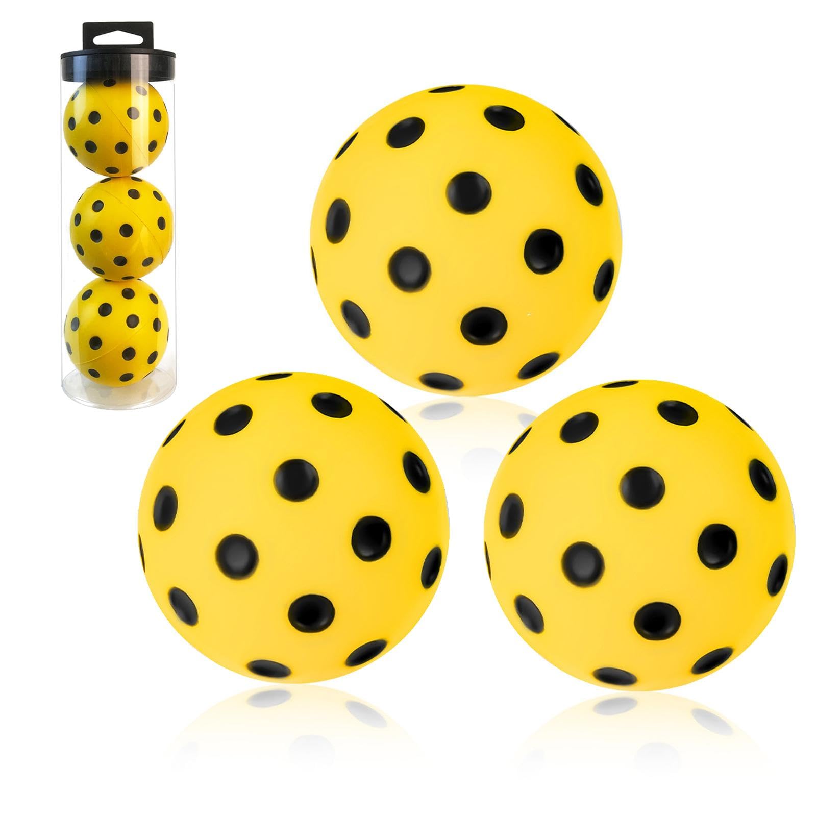 Set di 3 palline da pickleball silenziose in schiuma, silenziose, per esercitarsi, 74 mm, per riscaldarsi, silenziose e silenziose