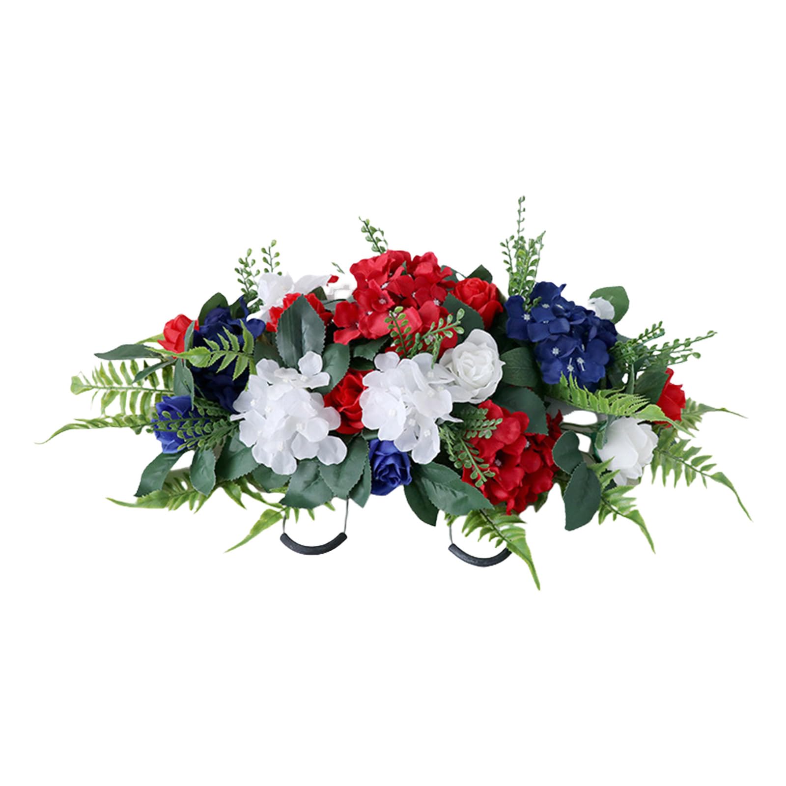 Hsioluted Artificial Cemetery Flower Saddles Cemetery Tombstone Flower Saddles Artificial Bouquets for Graveyard Decoration Memorial with Vase