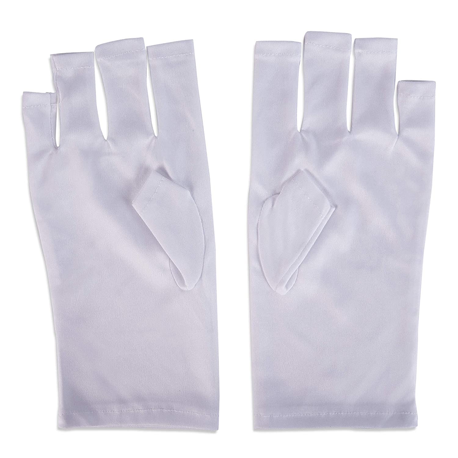H TENGHODA 1 Pair Nails UV Shield Gloves Protect Hands from UV/LED Light for Gel Manicures - White