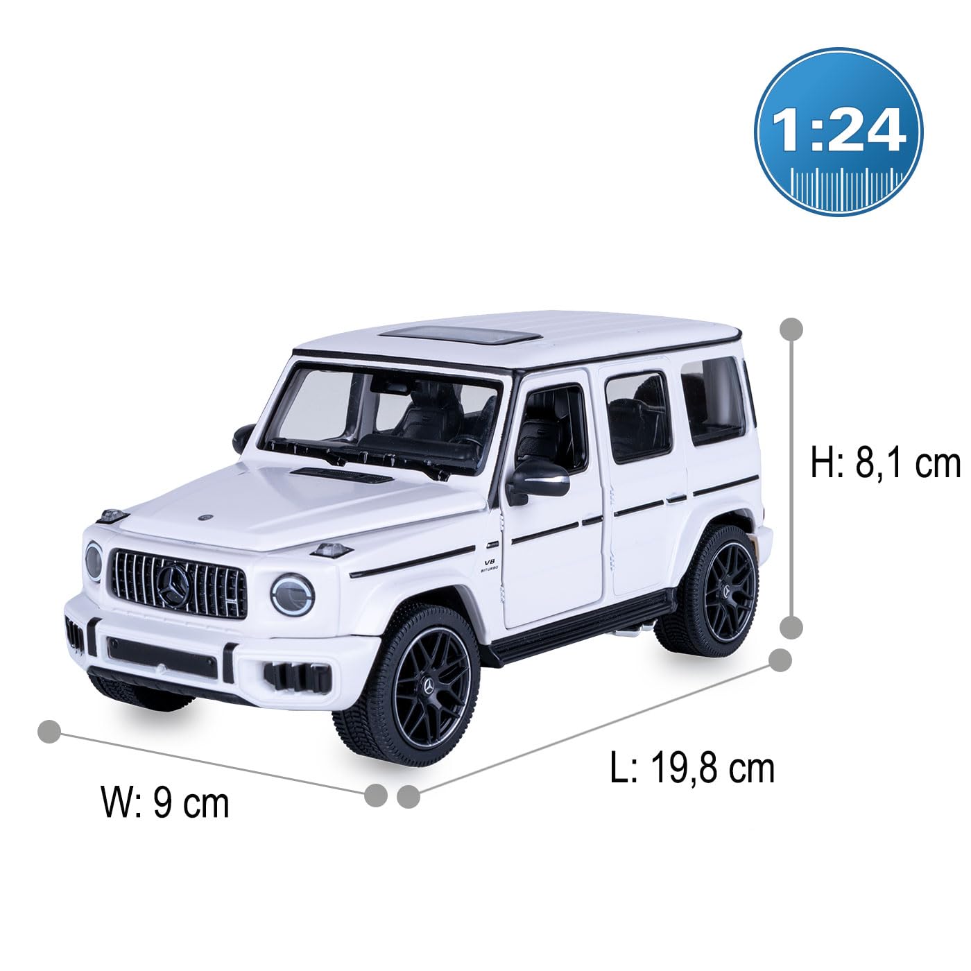 JAMARA Mercedes-AMG G 63 Diecast 402265 Voiture Miniature en métal à Collectionner Blanc 1:24 Idée Cadeau
