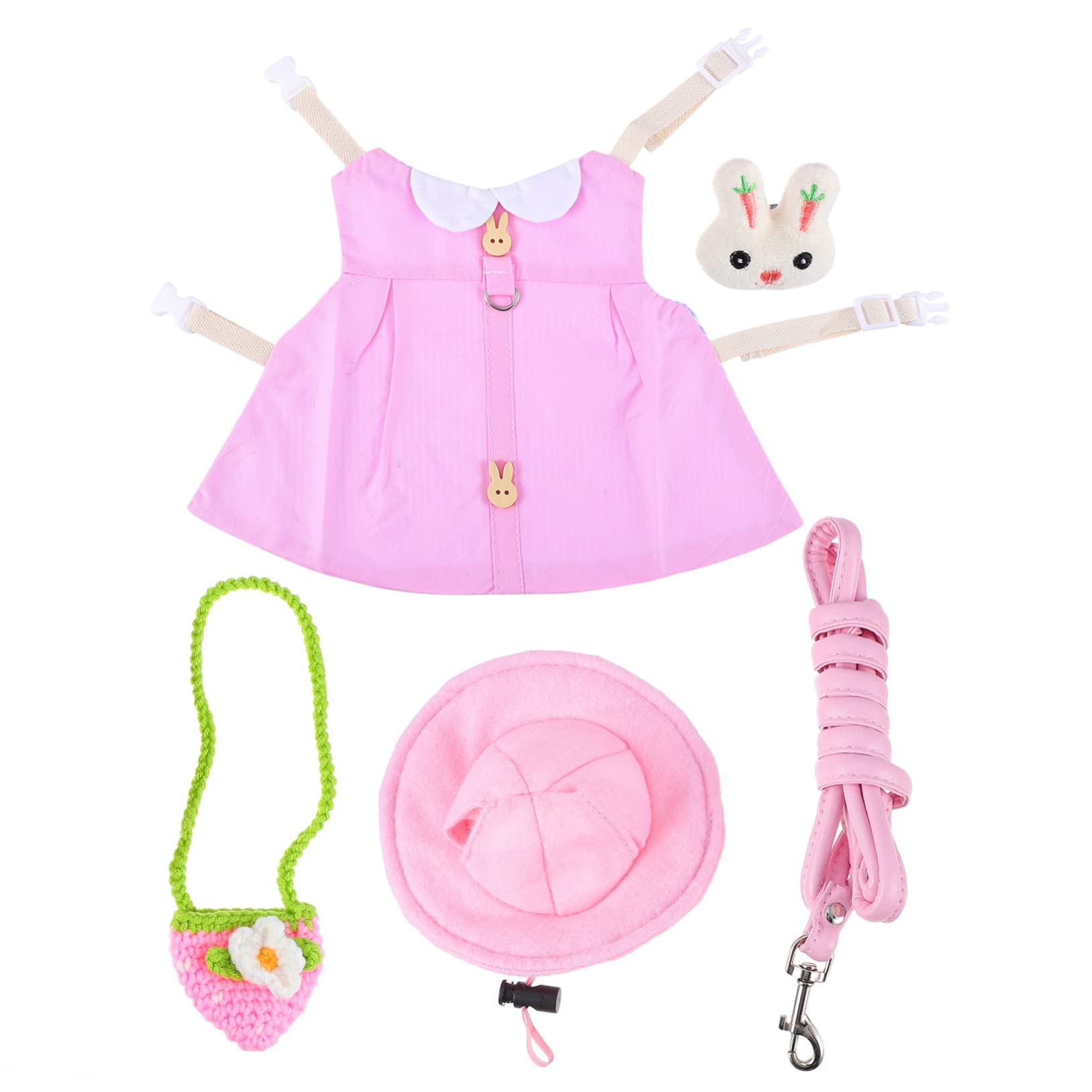 Mipcase Set Pets Leash Costume Set for Rabbits Hamsters and Guinea Pigs Adorable Vest Leash Hat and Accessories for Outdoor Fun and Exercise