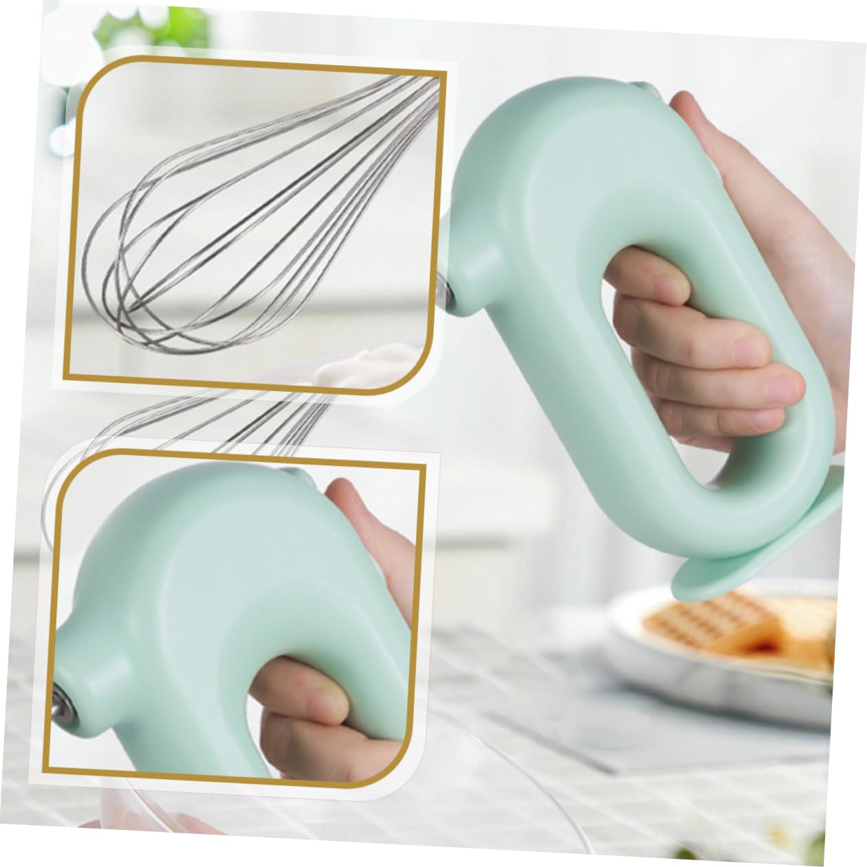 COLLBATH Electric Egg Beater Hand Crank Mixer Small Hand Blender for Baking Handheld Whisk