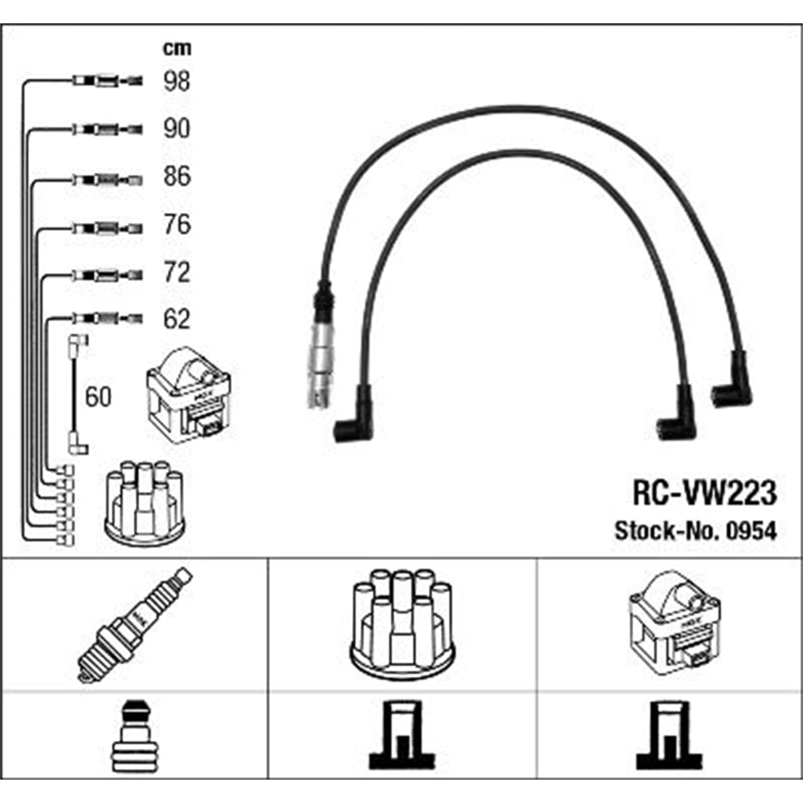 Złączka kabla zapłonowego NGK RC-VW223, 0954