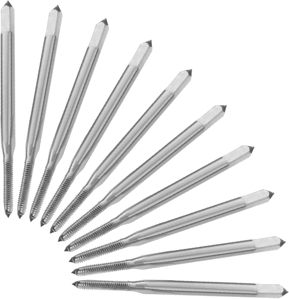 Auniwaig M1.6 x 0.35mm Pitch Metric Machine Taps, Uncoated HSS,H2 Right Hand Thread Plug Straight Flutes Thread Tapping DIY Tool 10 pcs