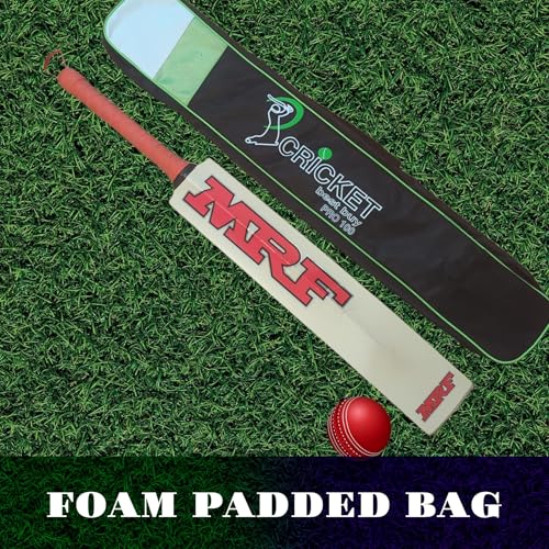 Bratla Cricket Bat Cover Bag Foam Padded, Adjustable Shoulder Strap - Secure and Convenient Cricket Gear Storage Bag Black/Green