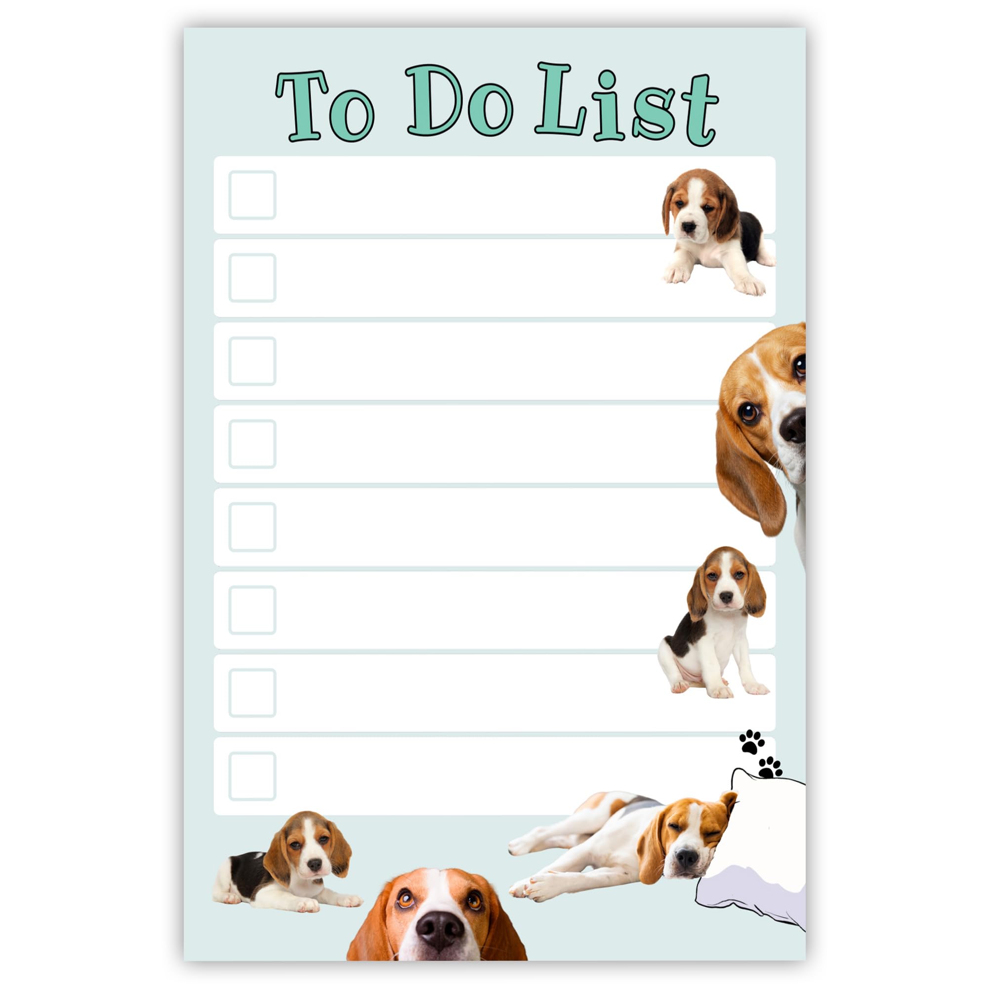daily ritmo beagle sticky to-do list notepad  dog mom gifts for women  cute beagles stationery pad 4x6 50 pages made in usa  christmas birthday gift