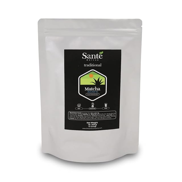 Sant Matcha Agave Ceremonial Grade Japanese Matcha with Organic Agave First Harvest from Aichi Prefecture 1LB for Lattes