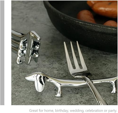 Miniatura 2 de HEMOTON Palillos para perros, 6 piezas, soporte de palillos de metal, soporte para palillos con forma de perro, soporte para cuchara, tenedor,