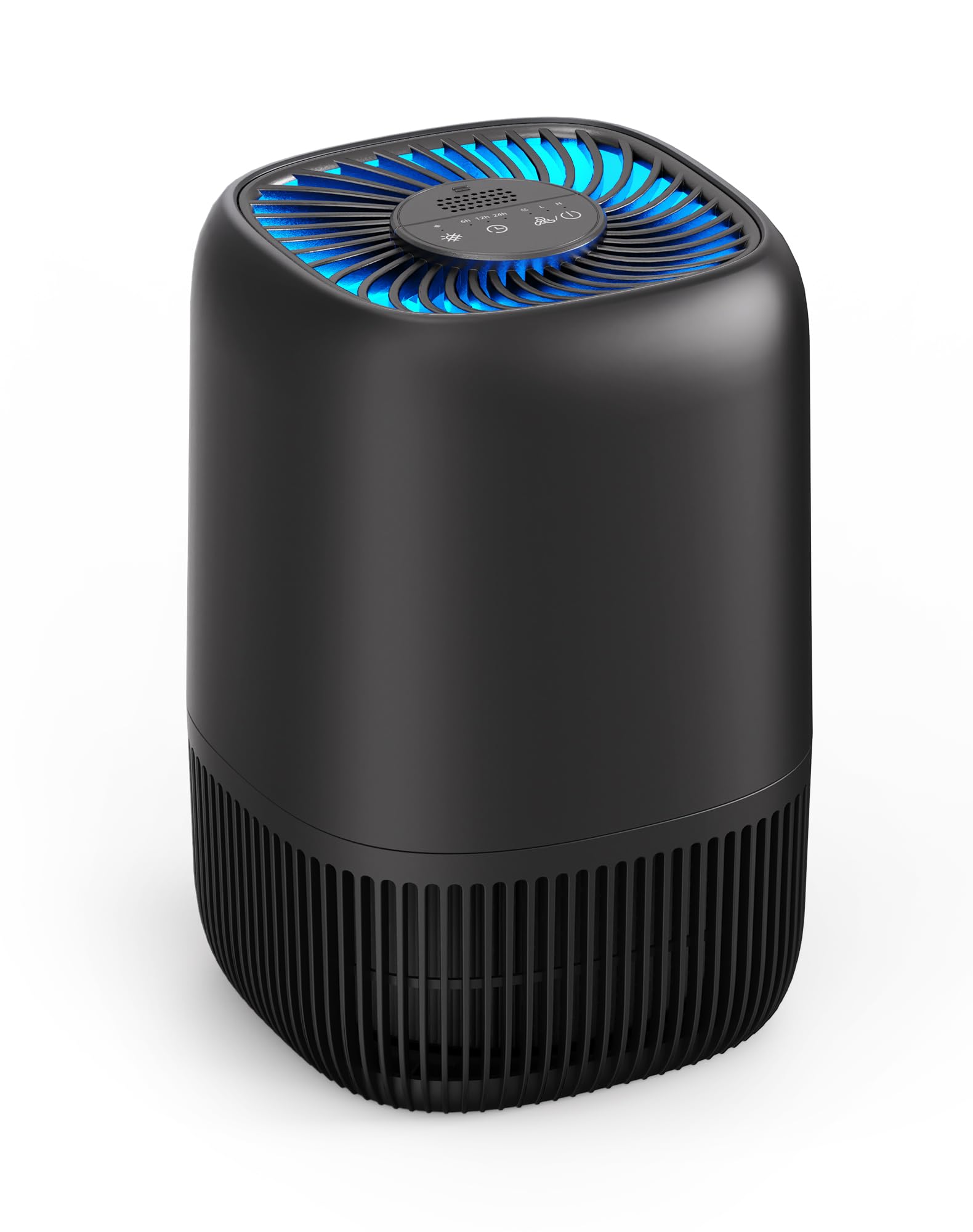 Air Purifiers for Office with H13 True HEPA Filter Up to 1076 Ft² for Pet Family, Pollen, Smoke, Compact Air Cleaner with 3 Speeds, Timer, Aroma Quiet, 360°Intake for Home Bedroom, JH12-Black