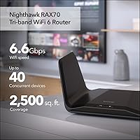 Vista 2 de NETGEAR Nighthawk 8-Stream WiFi 6 Router (RAX70) - Características de seguridad, velocidad inalámbrica de tres bandas AX6600 (hasta 6.6 Gbps)