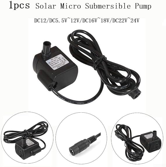Solar Fountain Pump, DC 12V for MINI Solar Fountain Pump Replacement with 1.5m Wire,Powerful and Versatile Submersible Water Pump for Aquariums, Ponds, and Gardens(DC12V)