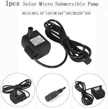 Solar Fountain Pump, DC 12V for MINI Solar Fountain Pump Replacement with 1.5m Wire,Powerful and Versatile Submersible Water Pump for Aquariums, Ponds, and Gardens(DC12V)