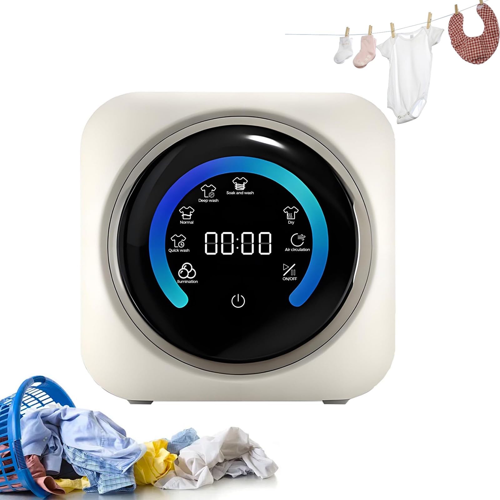 3.5L Secadora Compacta Con Panel De Control LCD, Mini Lavadora Y Secadora Portátil 2 En 1, Capacidad De Lavado De 0.3Kg, Para Prendas Pequeñas, Ropa Interior Y Calcetines(Desktop)