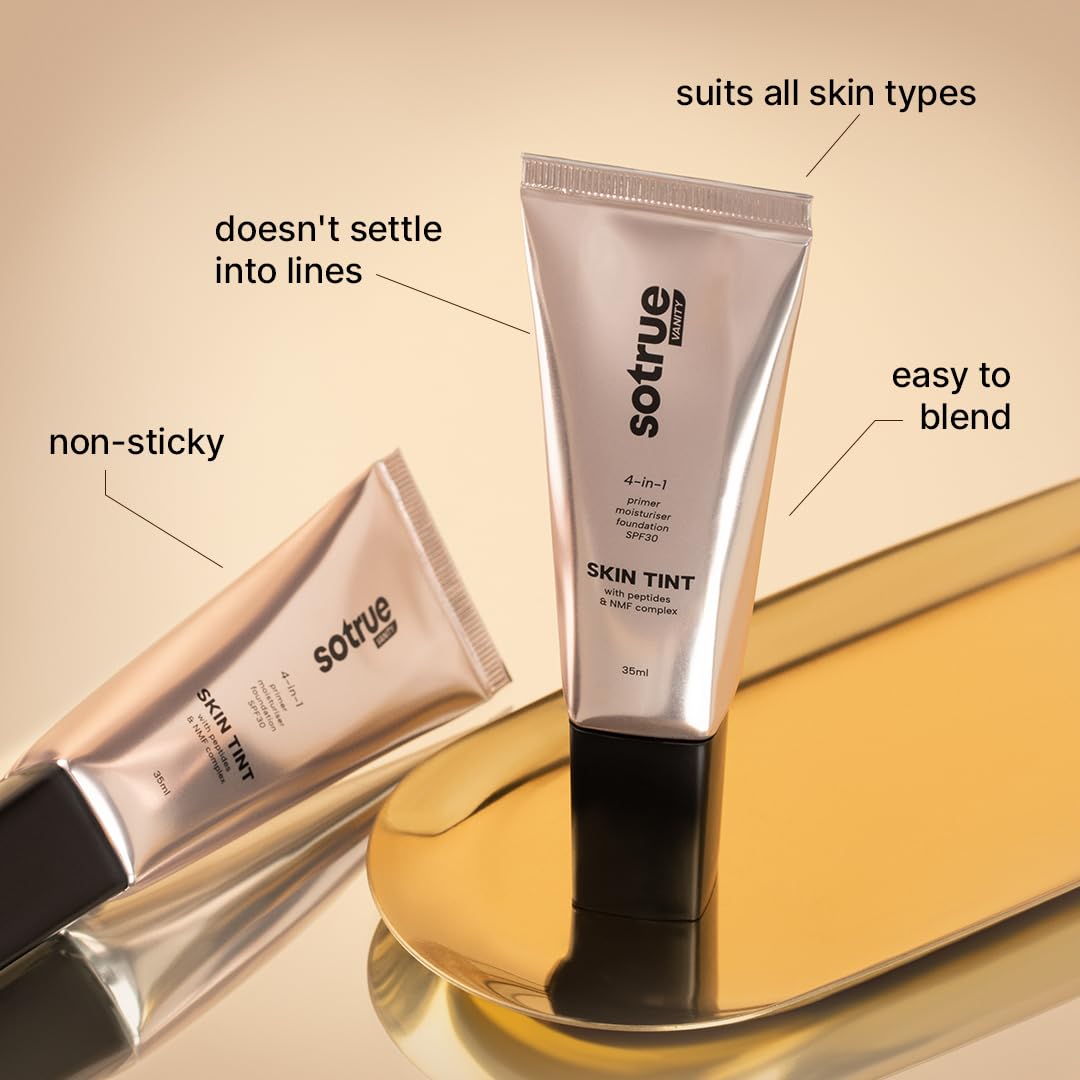 Sotrue 4-in-1 Skin Tint with SPF 30, Light Coverage, Dewy Finish, Hydrating & Priming Formula with Collagen Peptide, NMF Complex & Vitamin E – Almond - Image 7 thumbnail