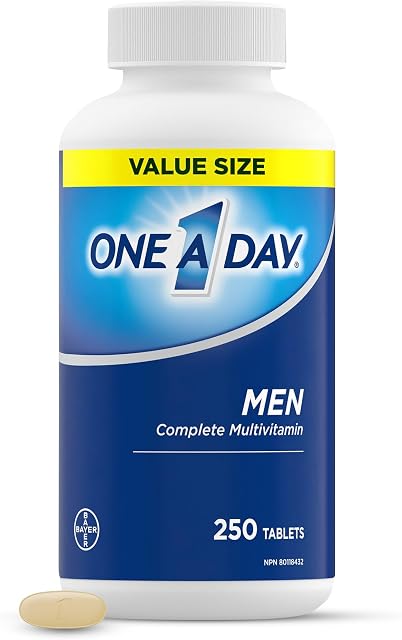 One A Day Multivitamine pour Hommes - Vitamines Quotidiennes Pour Hommes - Multivitamine Masculine Avec Vitamine A, Vitamine C, Vitamine D Et Zinc Pour Le Soutien Immunitaire, Vitamine E, B12, Magnésium, Lycopène Calcium, 250 comprimés