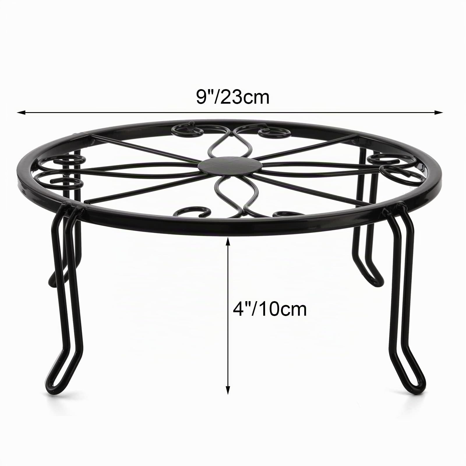 Tosnail Lot de 5 supports en métal pour plantes d'intérieur et d'extérieur, Support pour pots de fleurs, Support court pour décoration de sol et de table - Double entretoise