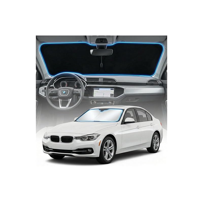 Protetor Solar para Para-brisa BMW 3 Series 2013–2018 em Poliéster Prateado com Bolsa