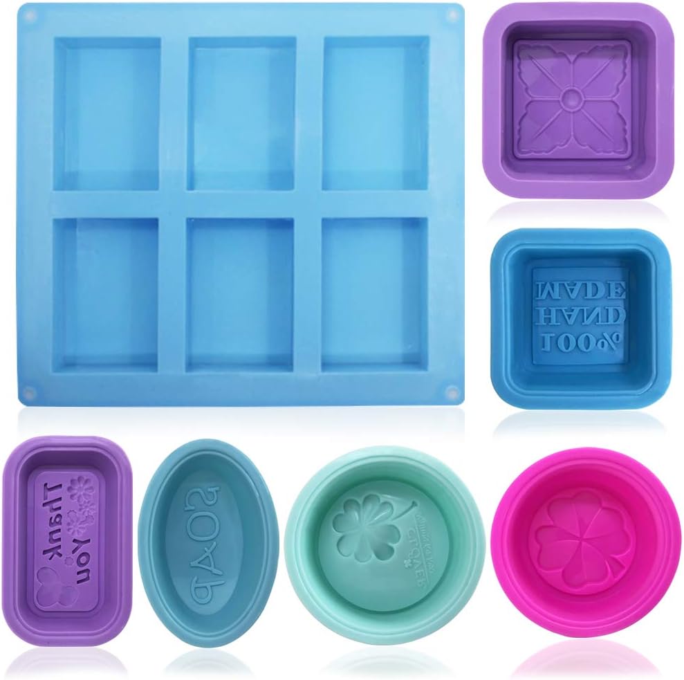 FineGood 13 pcs Soap Making Molds, Food Grade Silicone Soap Mold, Cupcake Muffin Soft Baking Pan Mould for DIY Homemade Craft - Blue, Rose Red, Purple, Green
