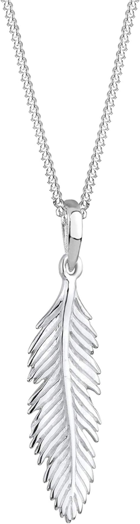 Necklace Women Feather Pendant Playful in 925 Sterling Silver