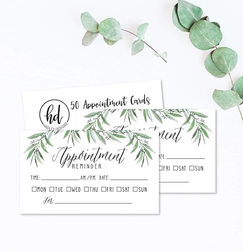 Miniatura 4 de 50 tarjetas de recordatorio de cita de eucalipto verde, Next Apt. con médico médico, dental, salón, terapia, peluquería canina, negocio de limpieza,