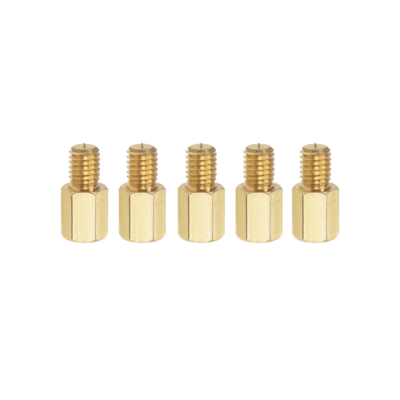 YOKIVE 5 Pcs M6 Standoff Screws, Brass Hex PCB Standoffs, Keep Height Consistent, Great for Motherboard (Gold Tone, 10mm+8mm)