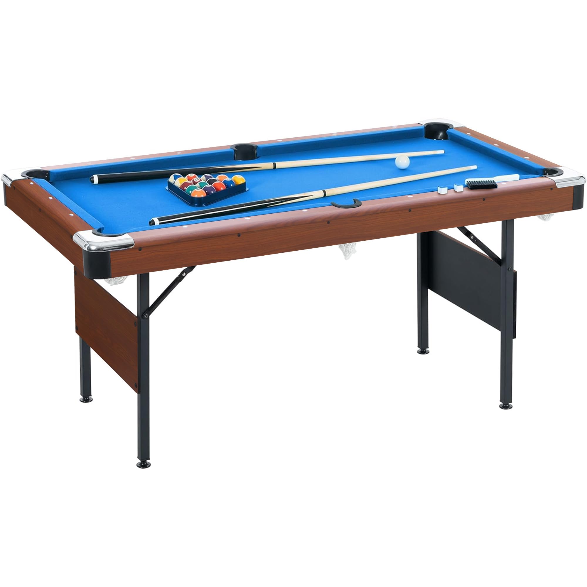 Ditkoko Billiard Table, 64" Folding Pool Table with with Balls, Cues, Chalk, Brush and Triangle, Pool Table Set for Family Game Room, Adult Rrec Room,