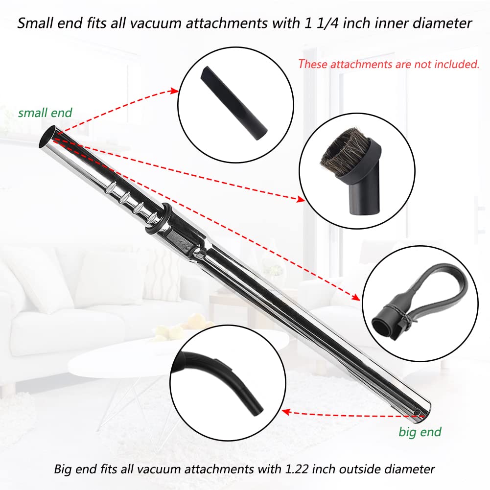 2 Bacchette Telescopiche In Metallo Cromato Da 32 Mm Per Aspirapolvere, Prolunga Regolabile Fino A 80 Cm, Compatibili Con Tubi Da 1-1/4'' - 3