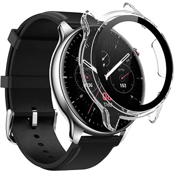 SeNool Case Compatible with Amazfit GTR2/GTR2e Hard PC Case with Glass Film Screen Protector [9H Hardness Anti-Scratch] Protective Case Compatible with Amazfit GTR2/GTR2e - Transparent