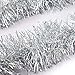 iPEGTOP 3 Pcs x 6.6ft Christmas Tinsel Garland, Classic Thick Colorful Reflections Shiny Sparkly Soft Party Hanging Tinsel Ornaments Ceiling Christmas Tree Decorations, 4 inch Wide - White Silver
