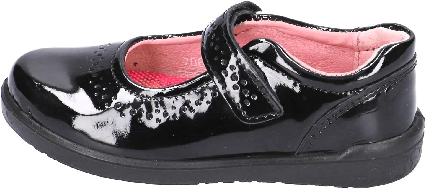 RICOSTA Lillia Mary Jane School Shoe Black Patent Leather Riptape Straps Removable Insoles