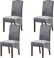 Vista 11 de Fundas de terciopelo para sillas de comedor XL de felpa, fundas elásticas para sillas altas, fundas protectoras de elastano con banda elástica