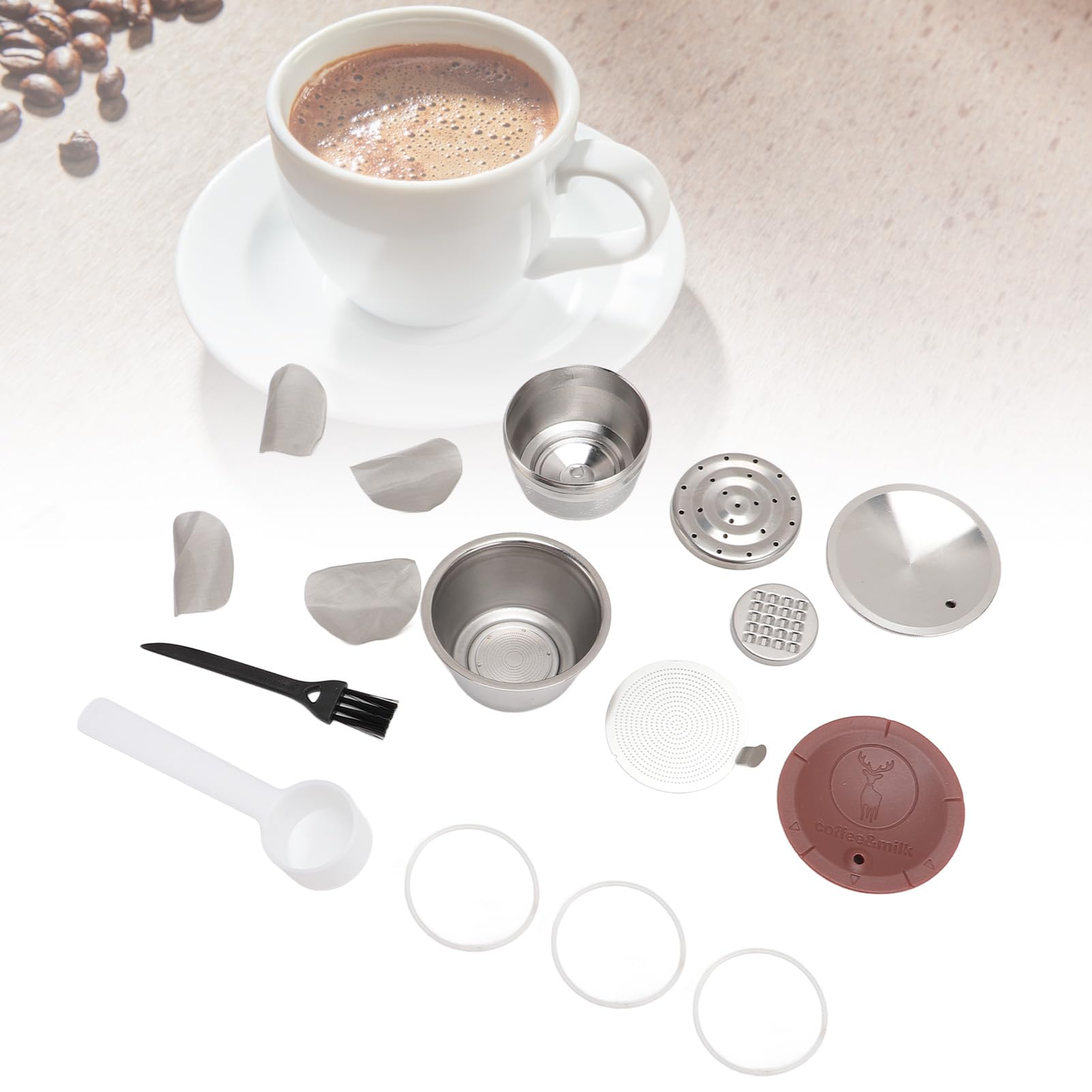 Taza de Cápsulas de café Recargables, Cápsulas de café Reutilizables de Acero Inoxidable, Tapa de Silicona para Viajes en Casa, Oficina, Cápsulas de café Expreso, Cápsulas de
