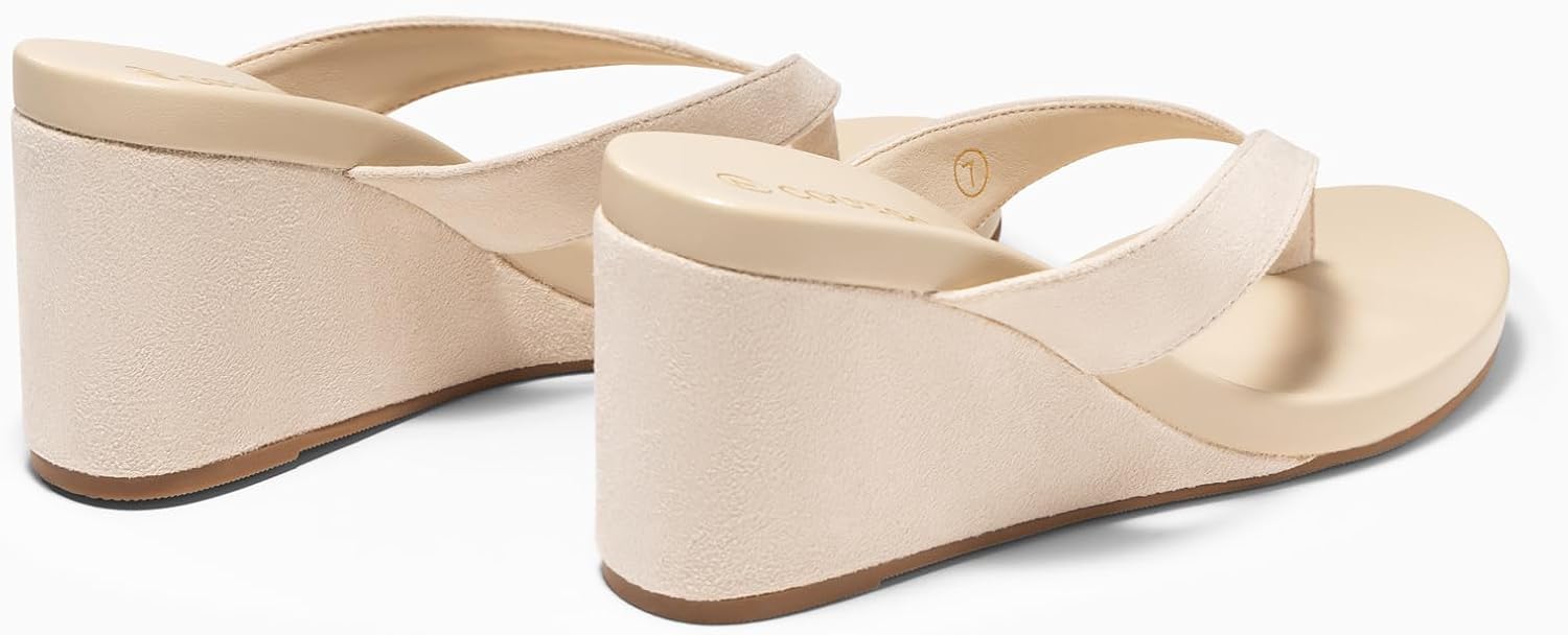 Coutgo Womens Wedge Heels Sandals Platform Flip Flops Slides Slip On Summer Beach Shoes - Image 6