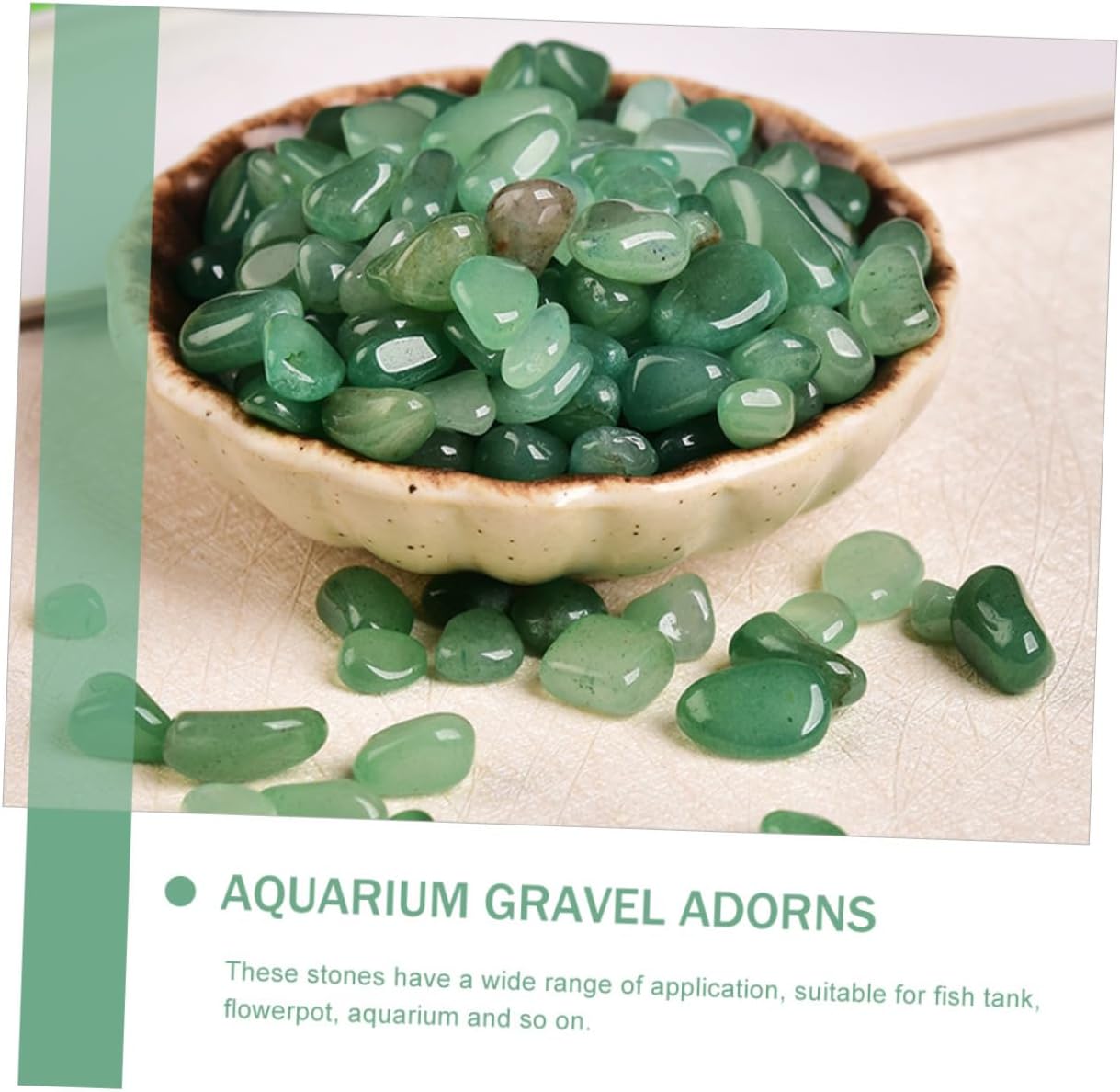 MERRYHAPY 7-9mm Genuine Aventurine Aquarium Gravel Stones 2lb Fish Tank Decorative Rocks Terrarium Landscaping Supplies for Aquatic Pets