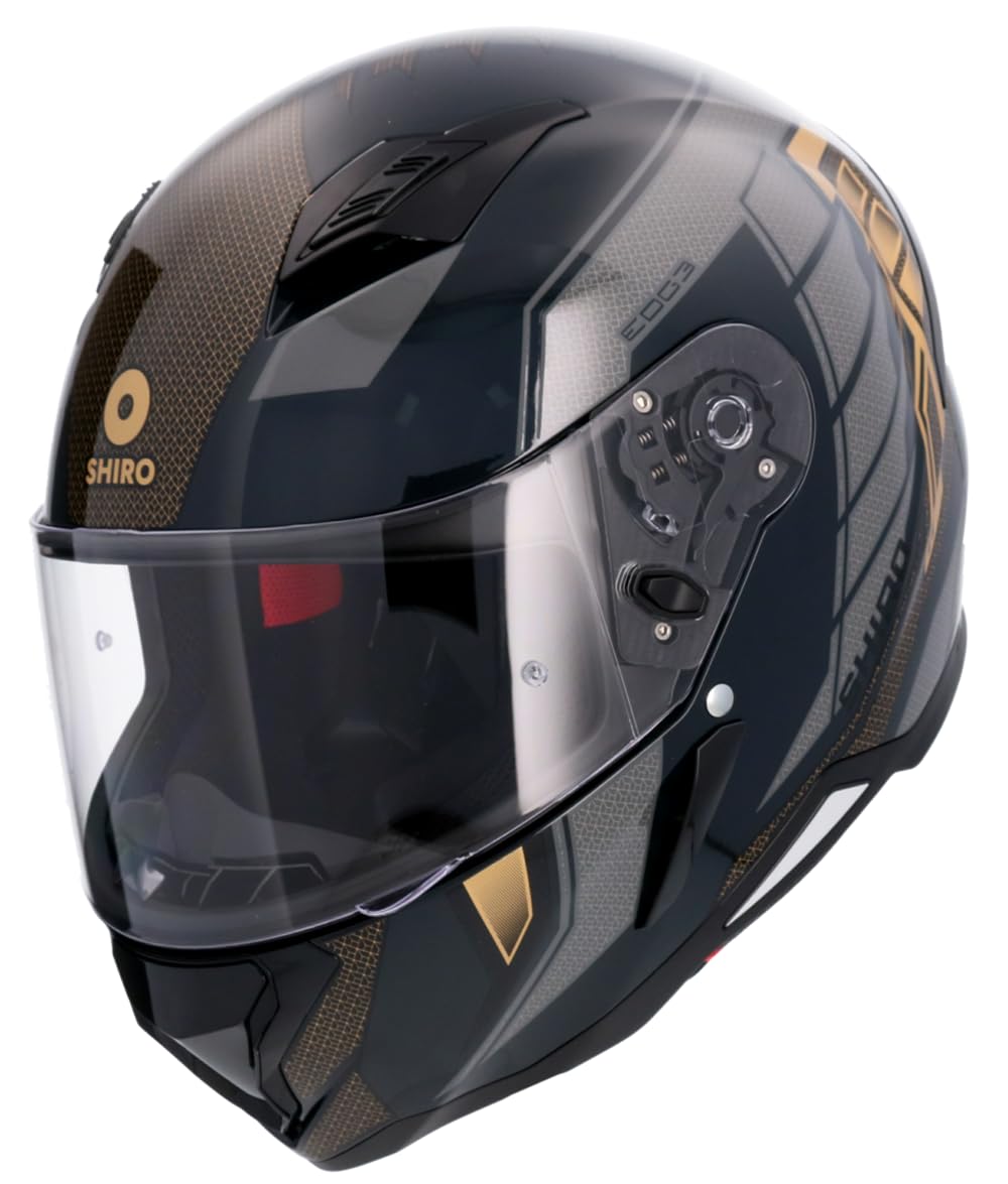 Shiro Helmets Casco Hunter Edge Negro y Dorado Totalmente Homologado (XL 61/62)