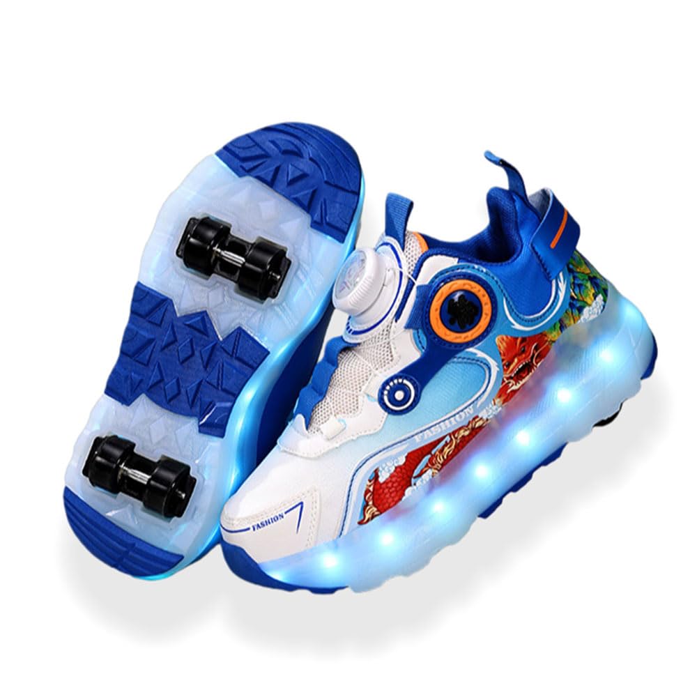 ENEN Chaussure Roller Fille, Mode Basket Roller pour Enfan, LED Lumières Chaussure a Roulette Garcon Fille Garçons Roues Basket a Roulette Adolescents pour Extérieur, 30-40 EU